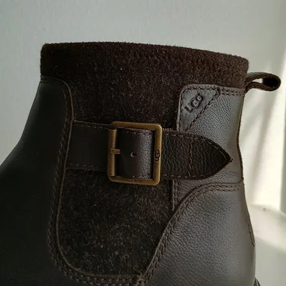 UGG Harrison Moto, Stout Leather (Espresso Brown), Size Women 12 - Picture 6 of 12